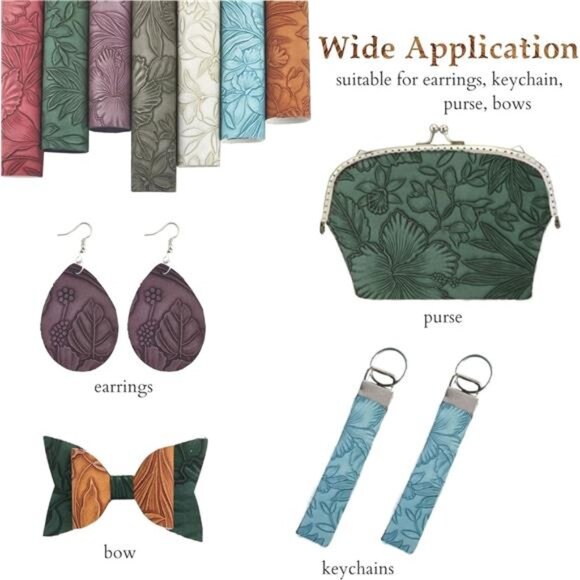 7 Pcs Embossed Faux Leather Sheets for Earrings Purses Making, 8.2" X 11.8" - Picture 5 of 8